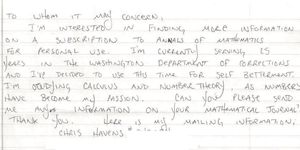 an inmate's letter to a mathematician