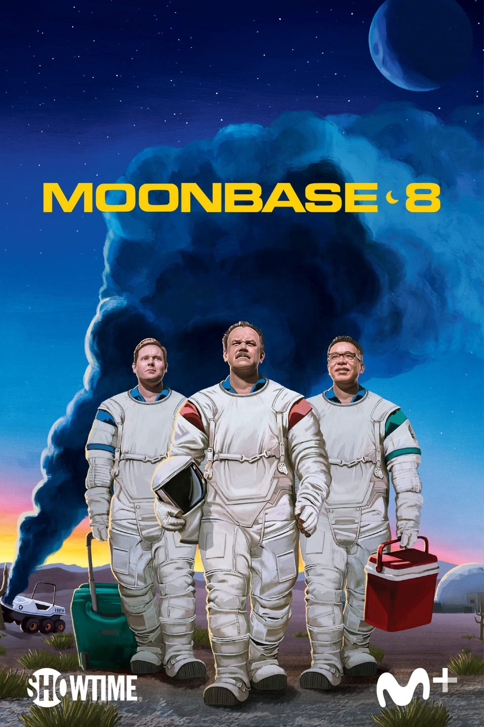 tres astronautas en la serie moonbase