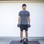 filipino man working out at home