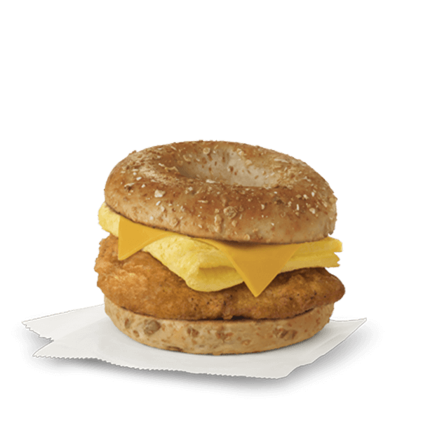unique breakfast menu  chicken, egg, and cheese breakfast sandwich