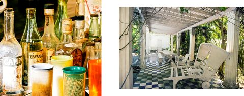 Green, Glass bottle, Room, Interior design, Furniture, Table, Backyard, Bottle, Home, Glass, 