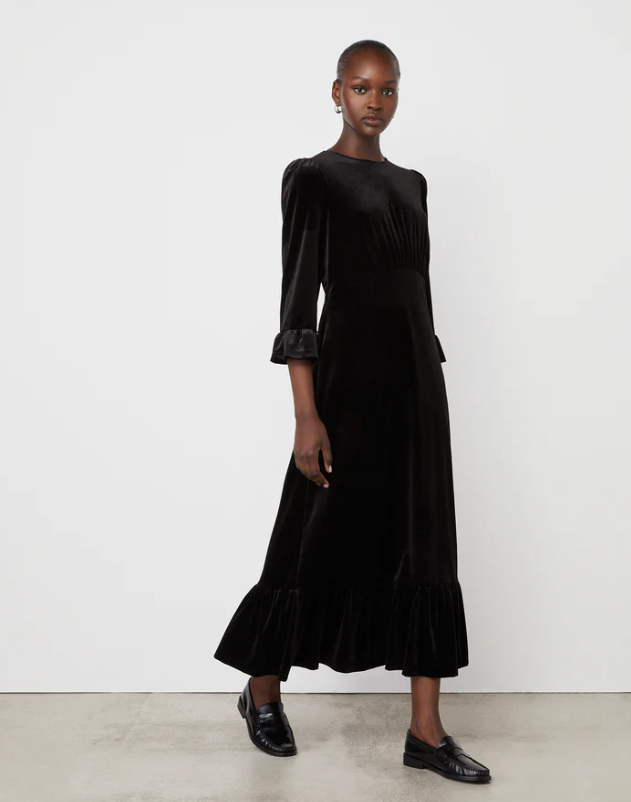 finery scarlett black velvet midi dress