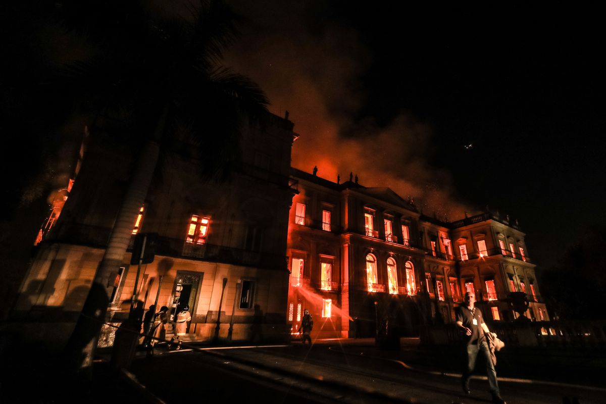 Fire Blazes At Iconic National Museum of Brazil