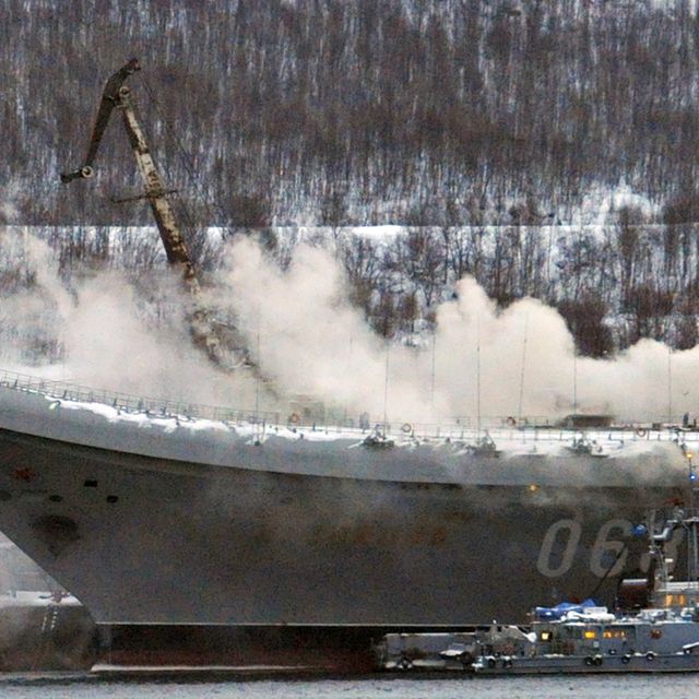 Admiral Kuznetsov aircraft carrier on fire in Murmansk, Russia