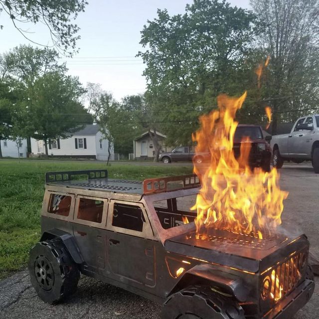 jeep wrangler fire pit in action