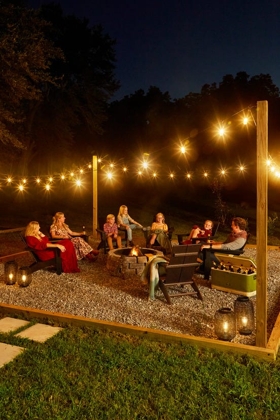 fire pit at a farmhouse on 10 acre pecan grove in the mississippi delta designed by holly audrey williams and rachel hardage barrett