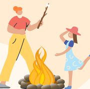illustration of two people with a fire pit
