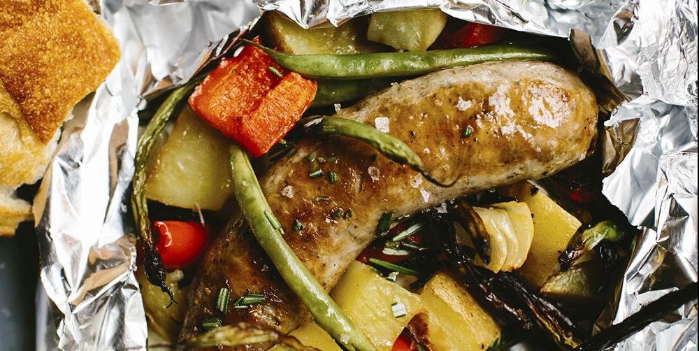 Fire-Roasted Sausage and Vegetables with Creamy Dijon