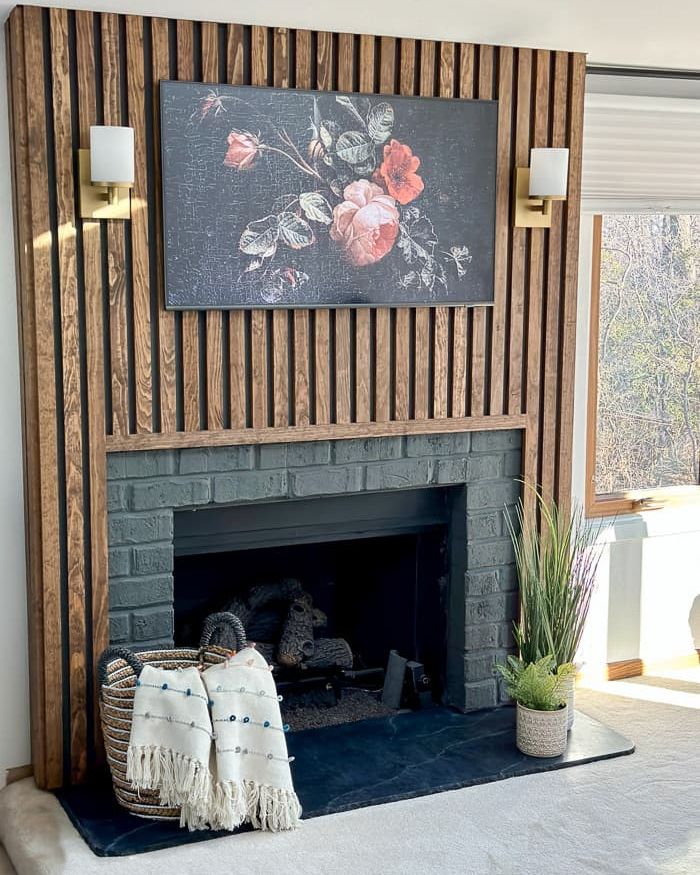 fireplace decor ideas wood slats