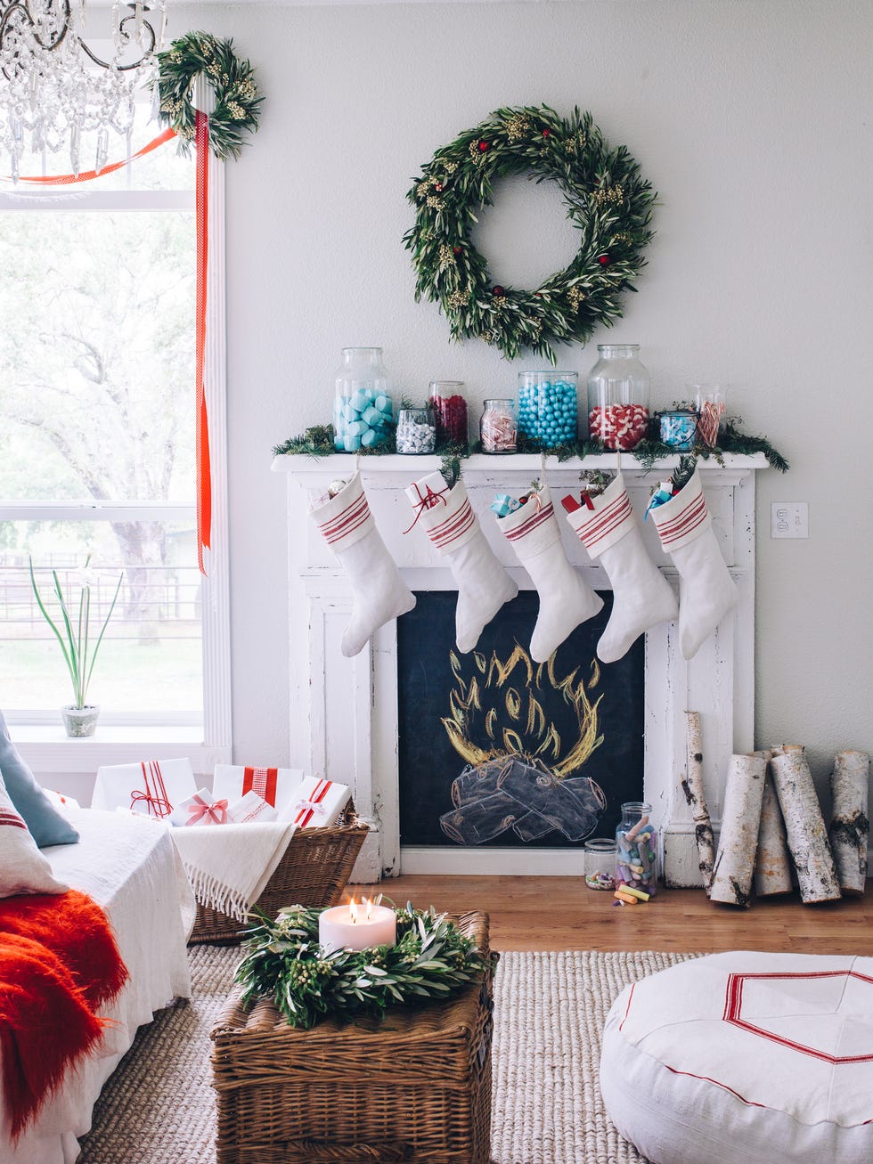 fireplace with stockings