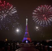 bastille day fireworks at the eiffel tower in paris