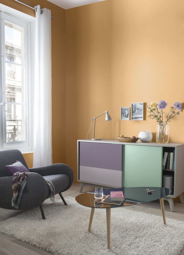 Furniture, Room, Living room, Interior design, Floor, Property, Wall, Table, Purple, Building, 