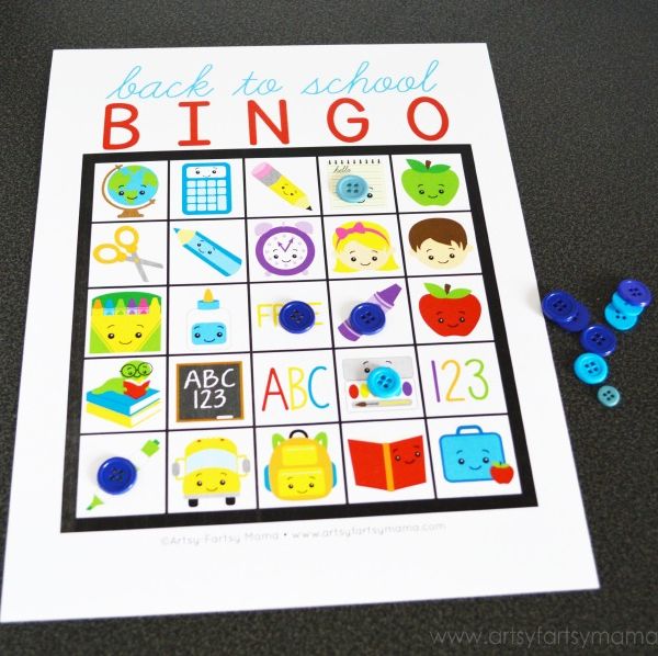 a bingo card with school themed squares