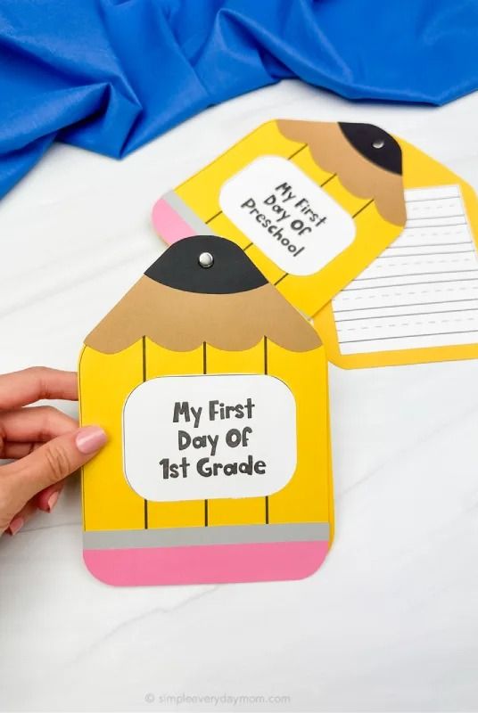 first day of school pencil shaped book with lined paper inside