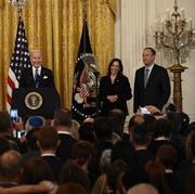 US-POLITICS-RELIGION-JUDAISM-NEWYEAR first lady jill biden, president biden joe biden, vice president kamala harris and second gentleman doug emhoff host a reception to celebrate the jewish new year