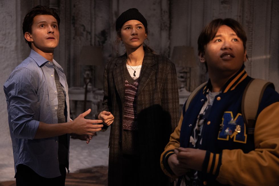 tom holland, zendaya and jacob batalon in columbia pictures' spider man no way home