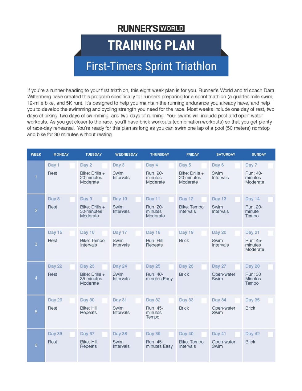 training plan for firsttime triathletes over eight weeks