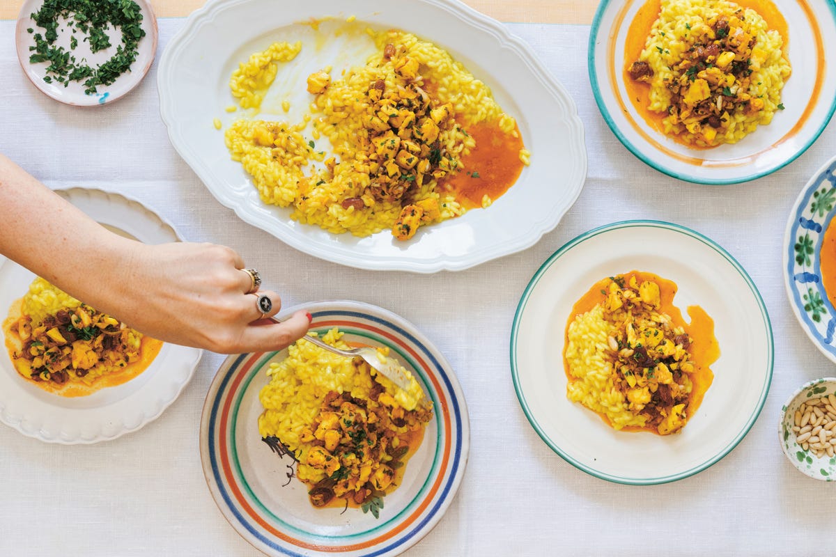 Fish risotto recipe | Saffron fish risotto with red mullet ragu