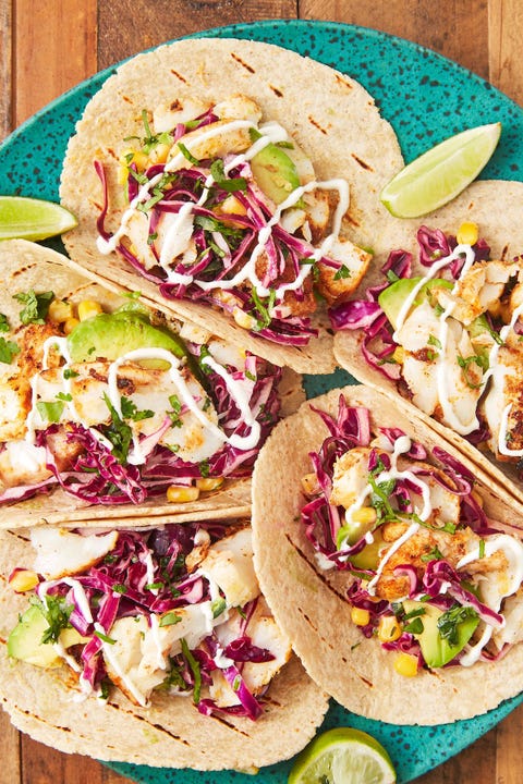 fish tacos on a teal plate fish tacos on a teal plate