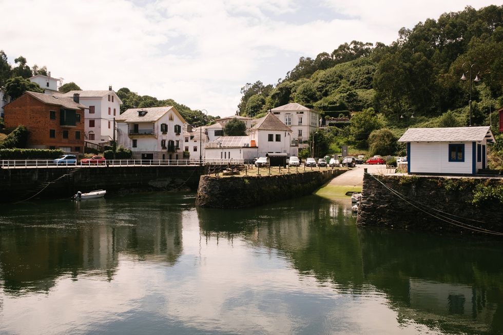 fishing harbor of small town in asturias