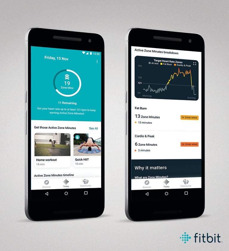 fitbit app on android showing active zone minutes in pr template