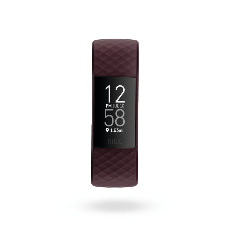 product render of fitbit charge 4, front view, in rosewood