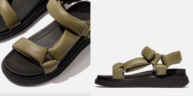 fitflop gen ff soft nappa leather back strap sandal in khaki