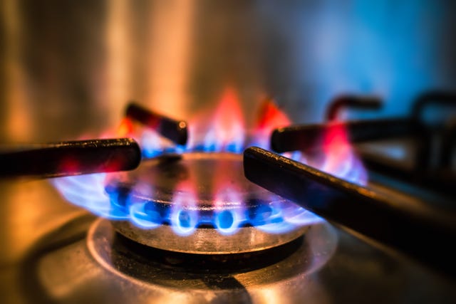 flames on gas hob