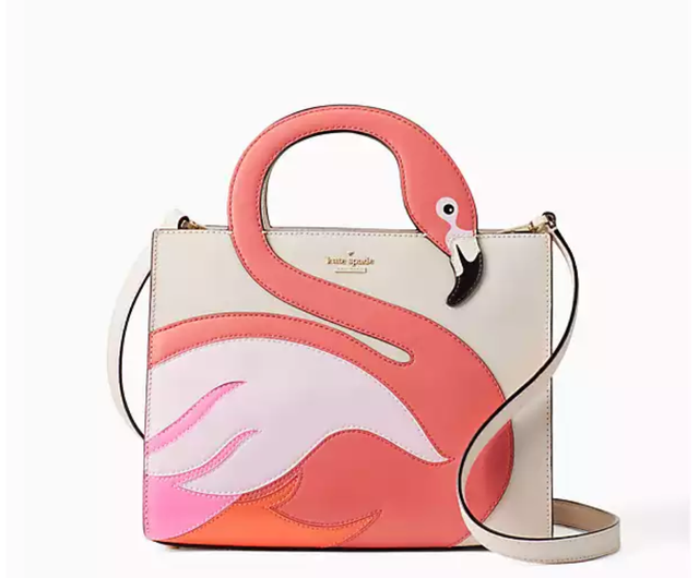 Bag, Handbag, Flamingo, Water bird, Pink, Swan, Bird, Greater flamingo, Fashion accessory, 