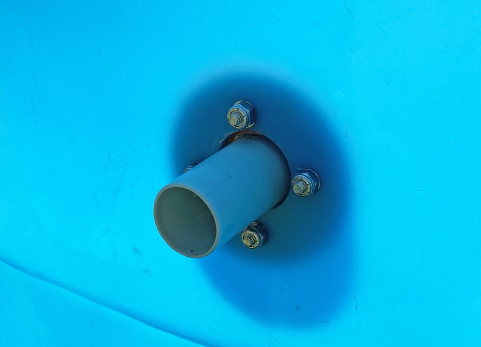 pump inlet installed on a stock tank pool