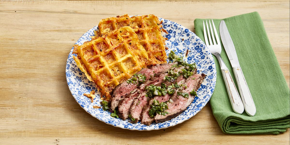 Try Flank Steak with Cheesy Waffle Hash Browns