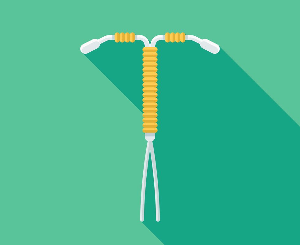 iud flat design female reproduction icon with side shadow
