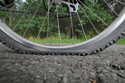 flat tire on a bicycle