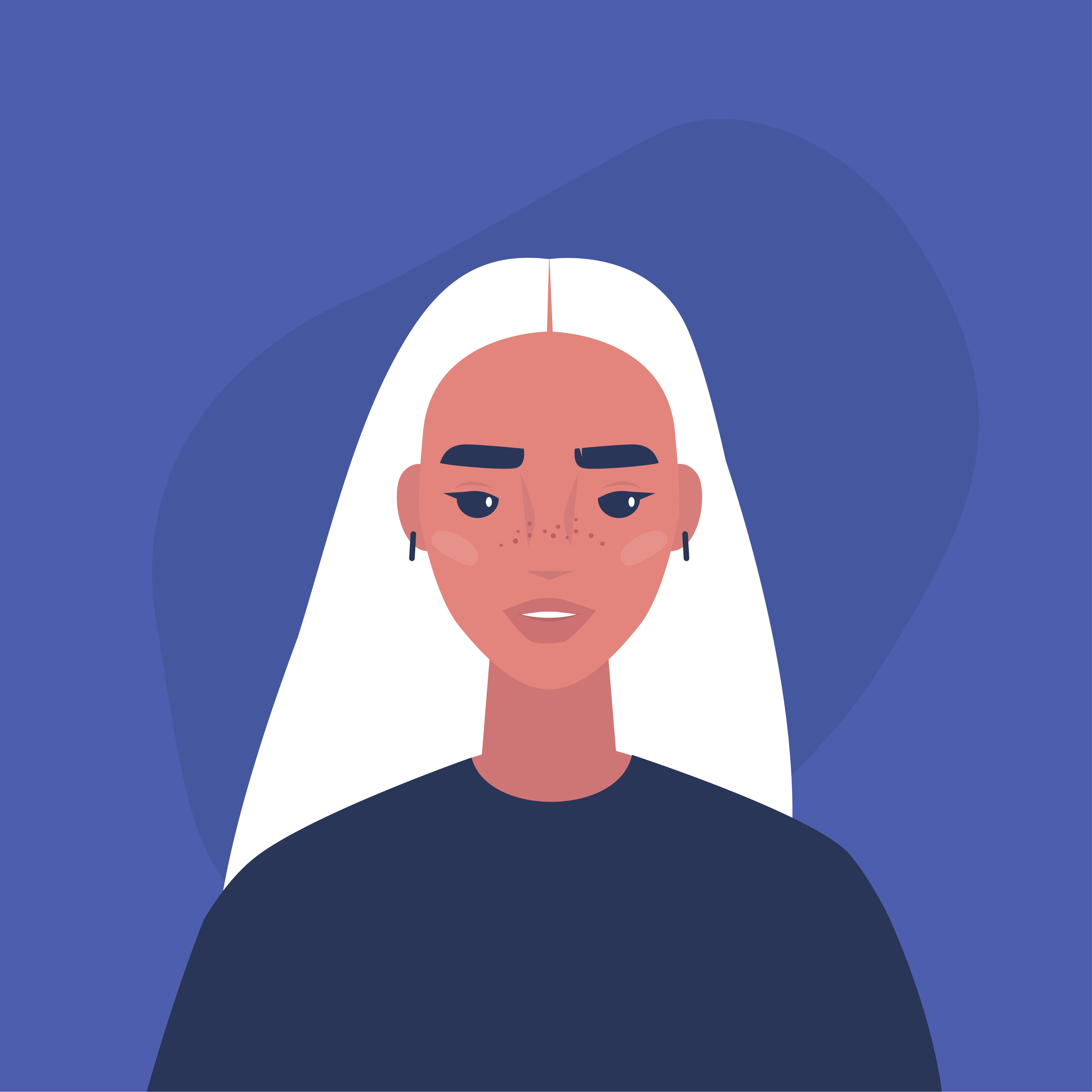 flat vector portrait of a young millennial female character