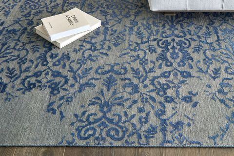 Blue, Tile, Flooring, Pattern, Floor, Textile, Rectangle, Beige, Wood, Carpet, 