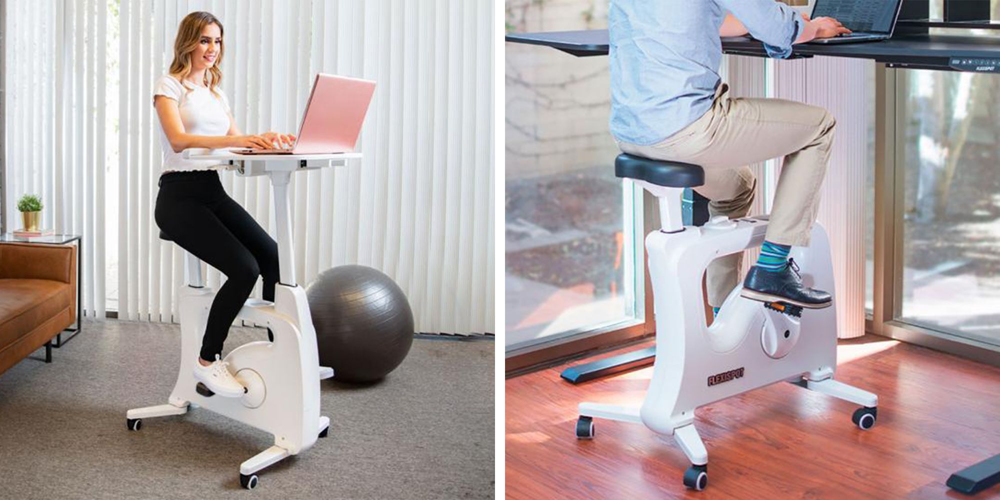 Exercise bike with online laptop desk