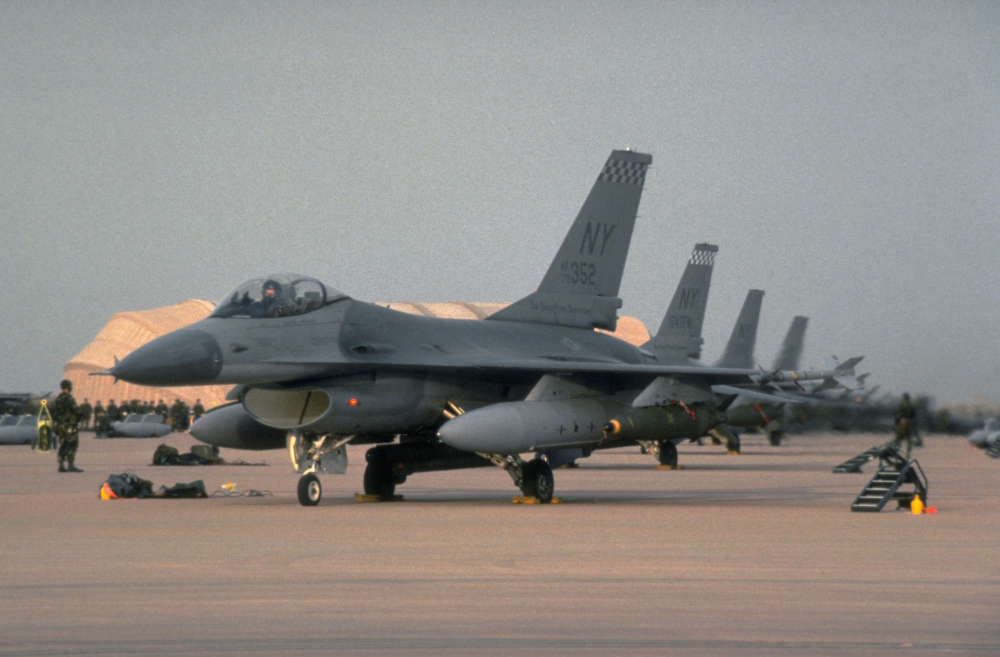 f 16 falcons standing ready during desert storm