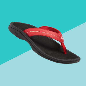 flip flop with arch support on blue background