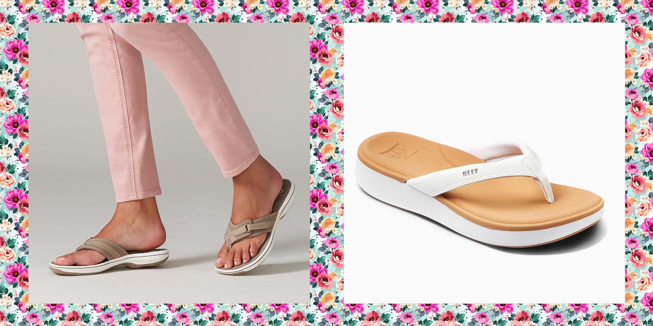 Women's Flower and Fashion Spring Flat Sandals Flip-Flops Summer Women's  Slipper Wide Flip Flops for Women Feet