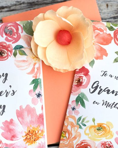 Floral Gift Topper and Watercolor Mother's Day Card printable