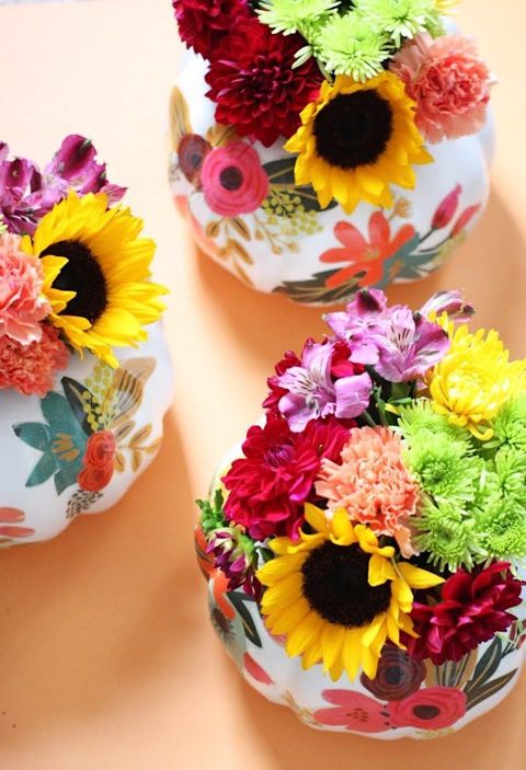 floral pumpkin vases fall centerpieces