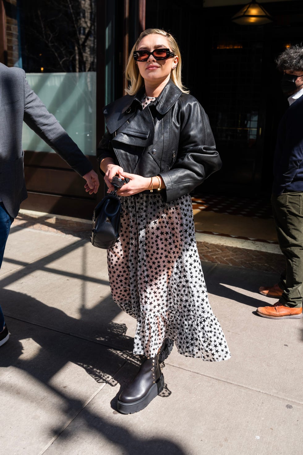 Florence Pugh wears another see-through dress in New York