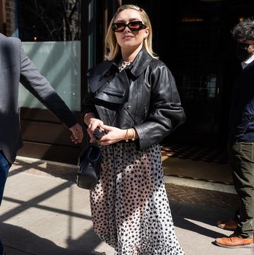 florence pugh wears a see through dress with star print out in new york