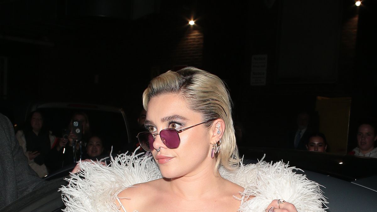 Florence Pugh Wears Lace and Feathers for 2024 BAFTAs Afterparty