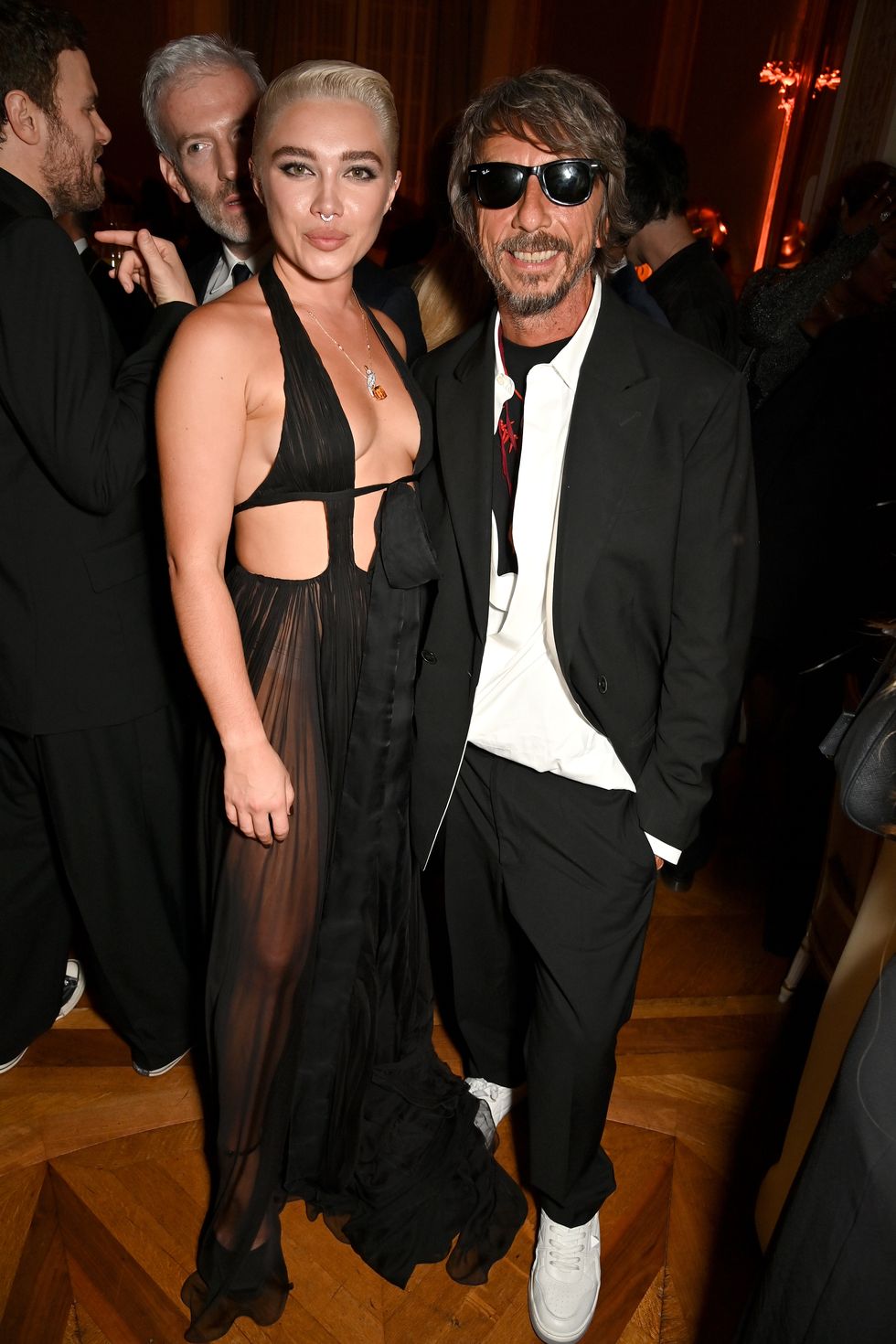 paris, france september 30 florence pugh and pierpaolo piccioli attend the bof500 gala during paris fashion week at shangri la hotel paris on september 30, 2023 in paris, france photo by dave benettgetty images for business of fashion