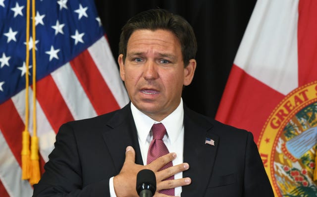 florida gov ron desantis speaks at a press conference in