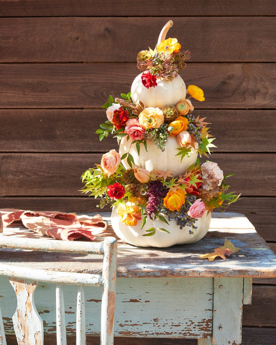 pumpkin flower tower halloween decor