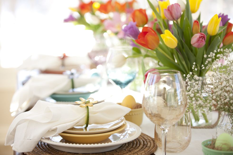 Flowers on Easter table