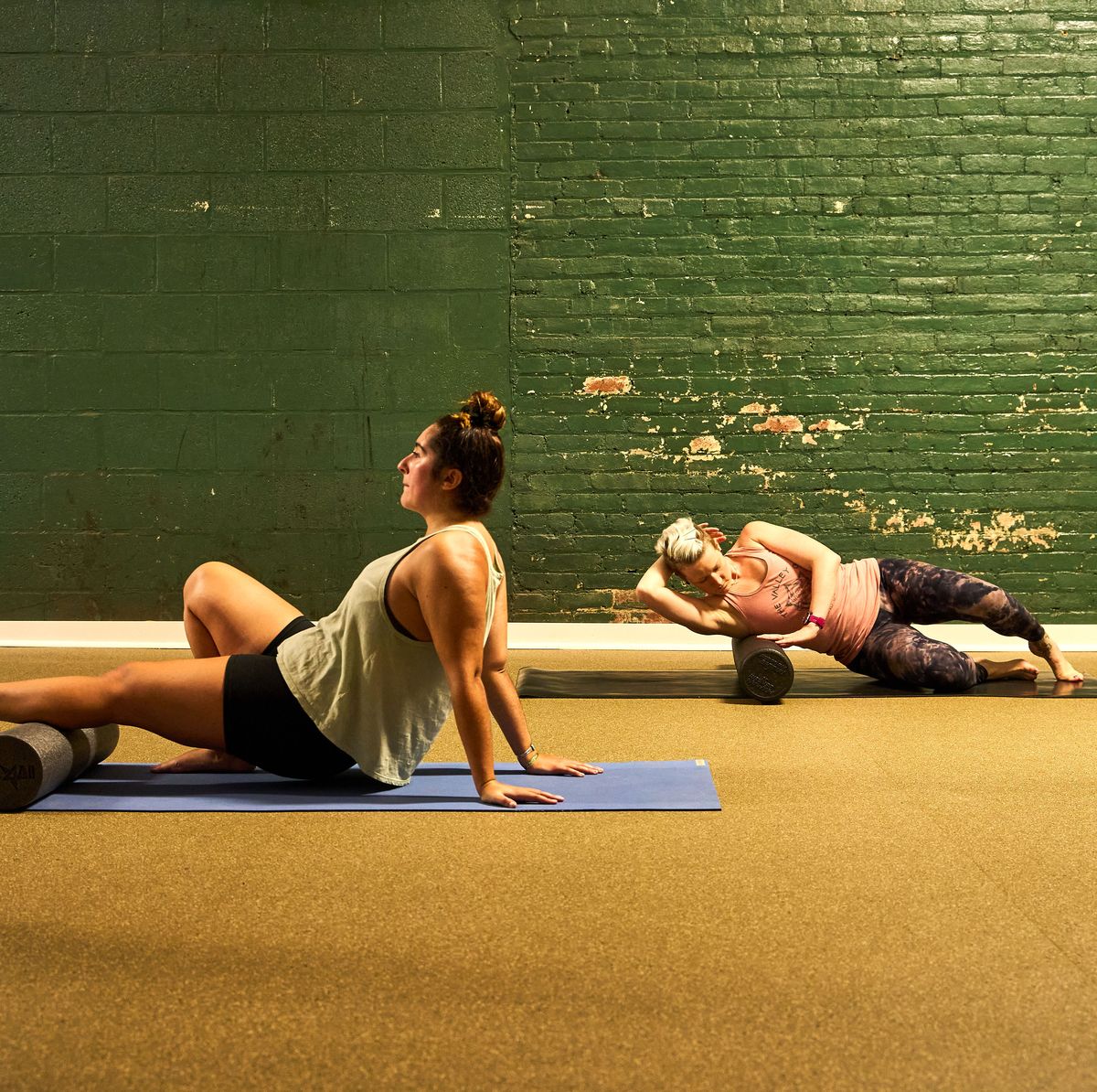 danielle and sue foam rolling at the valley om in easton, pa