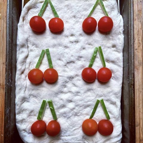 focaccia bread cherry tomato art raw instagram